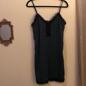 Lace and Satin green camisole dress. Size S